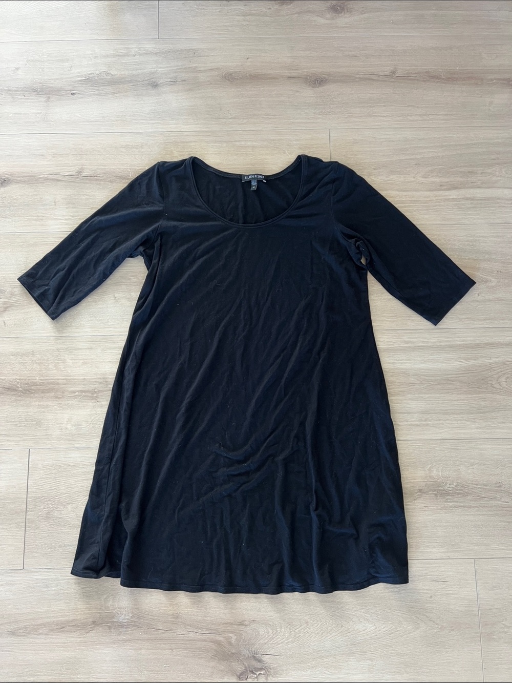 Black Scoop Neck tunic top  Classic Eileen Fisher XS